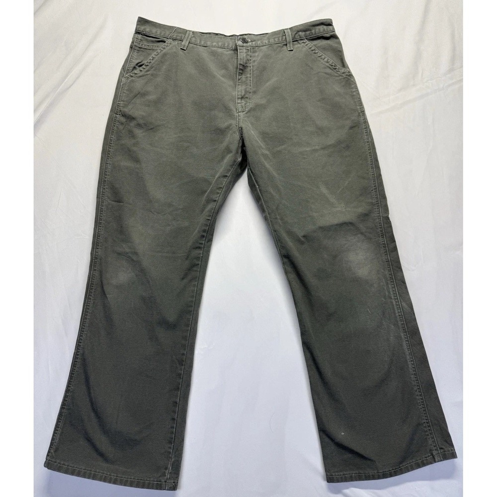 Dickies Pants Mens 38x30 Green Canvas‎ Carpenter Relaxed Hammer Loop heavy duty